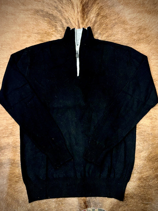 Men's Black Quarter Zip Cashmere Sweater