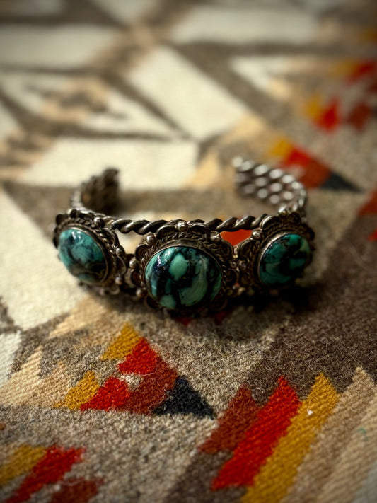 Variscite Twisted Wire Sterling Cuff