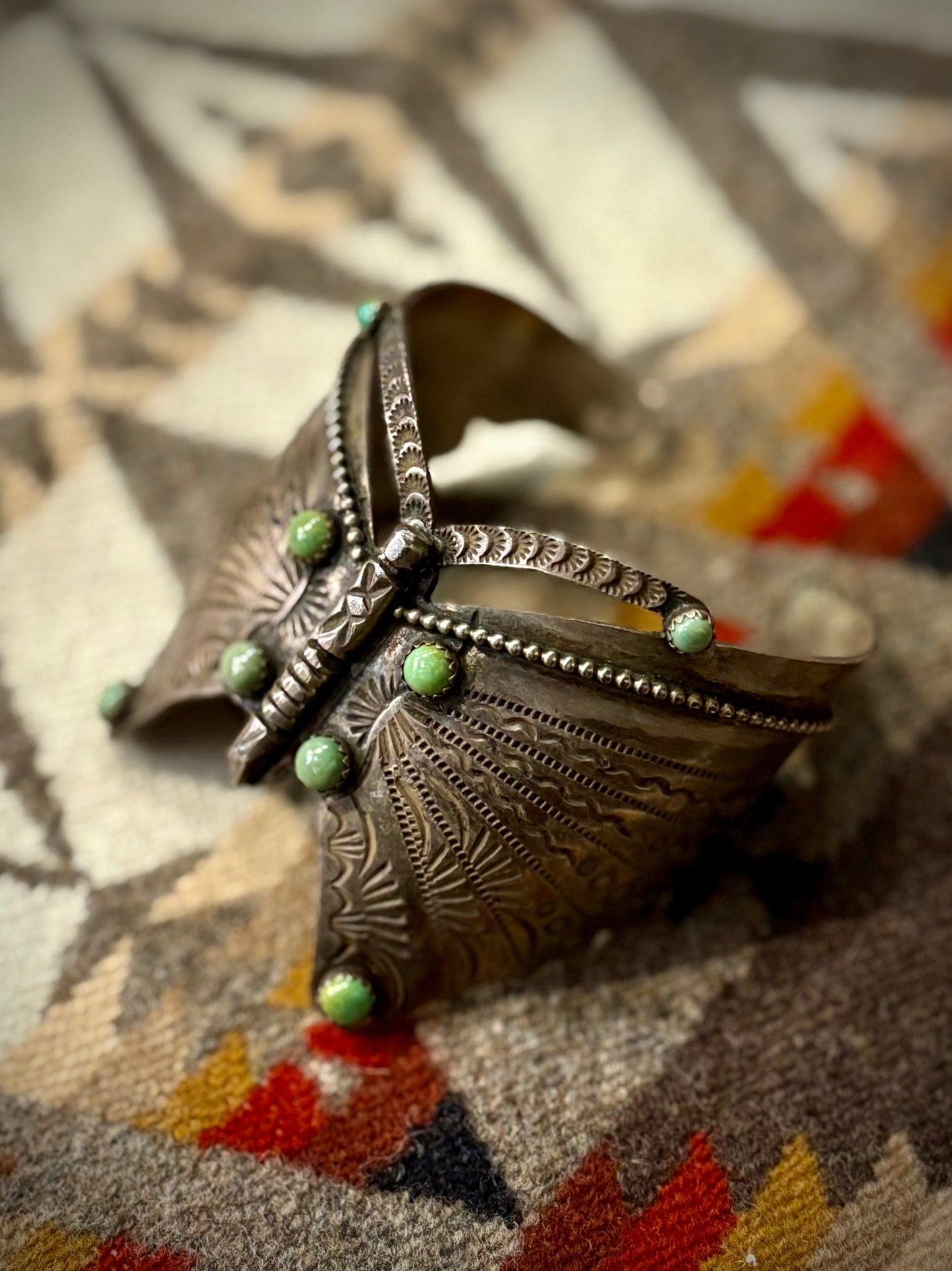 Turquoise and Sterling Butterfly Cuff- Tom Dewitt