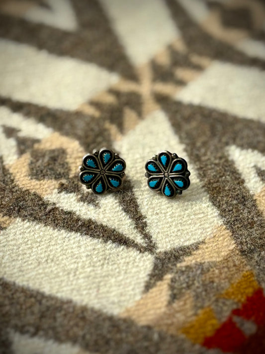 Vintage Needle Point Flower Earrings