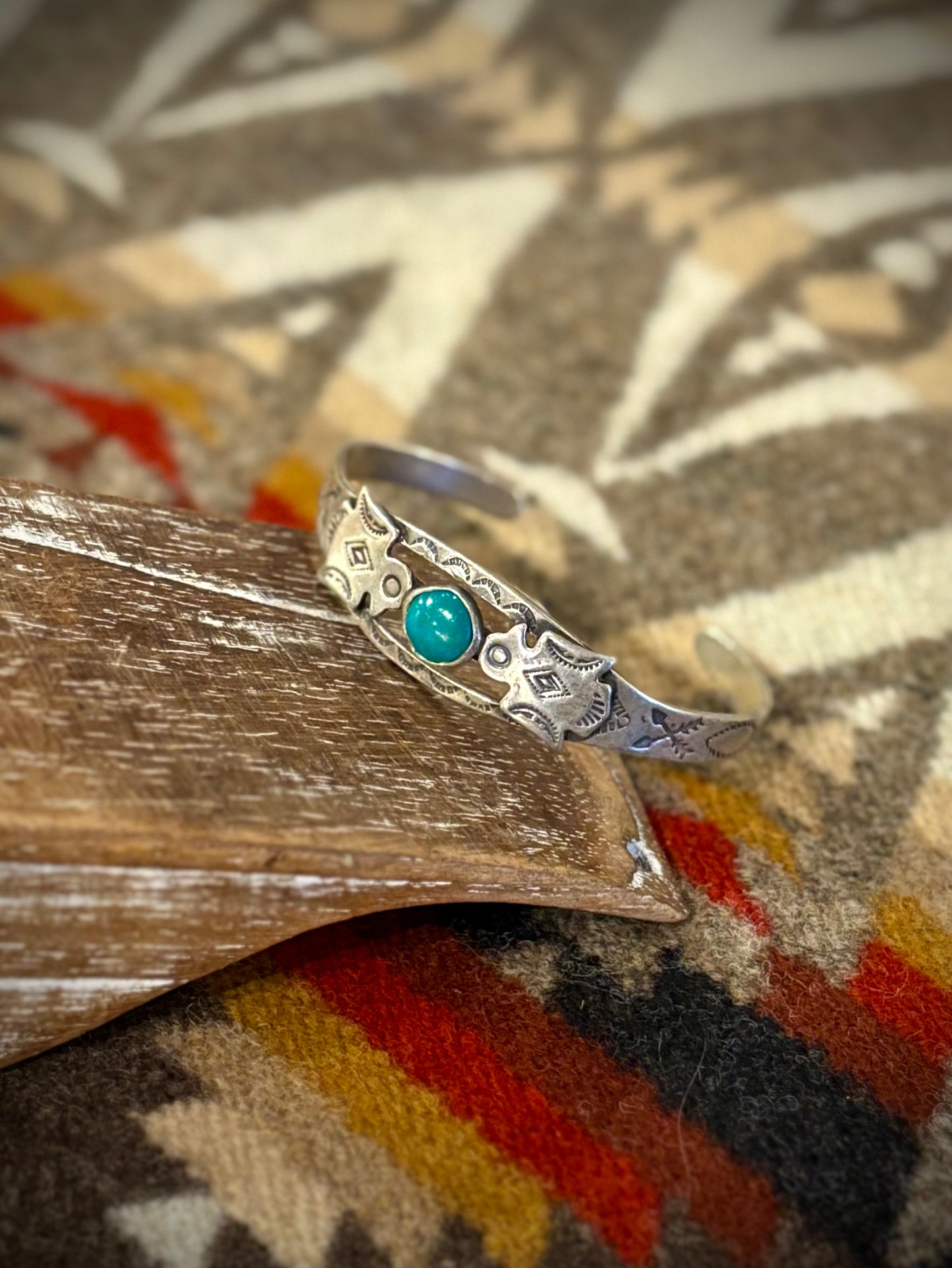 Blue Turquoise Double Thunderbird Baby Cuff