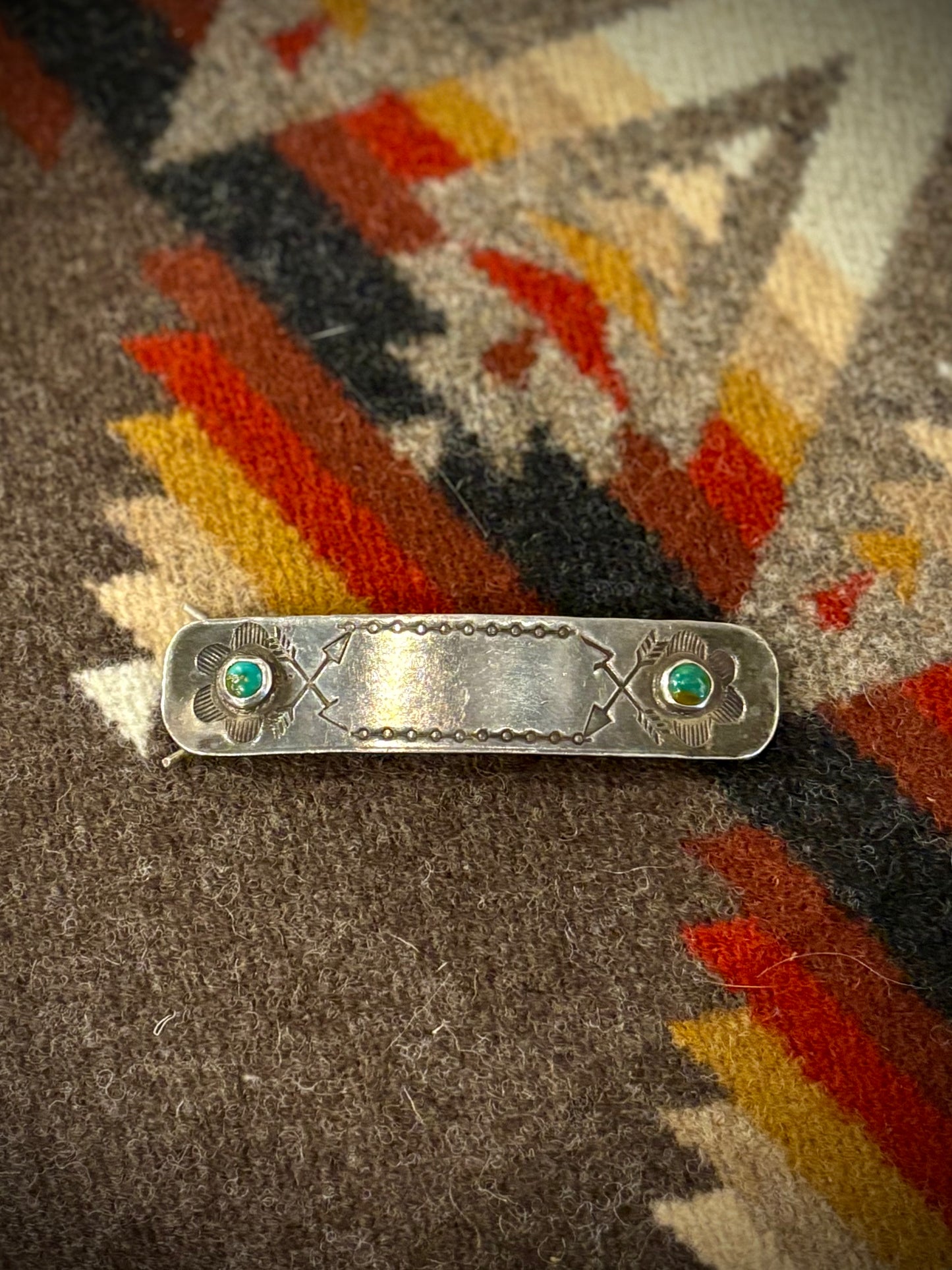 Vintage Turquoise and Sterling Hair Clip