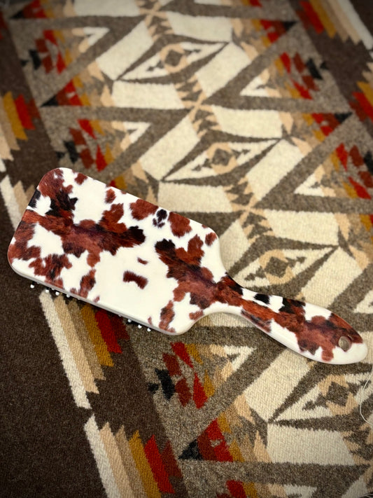 Cowhide Print Hair Brush