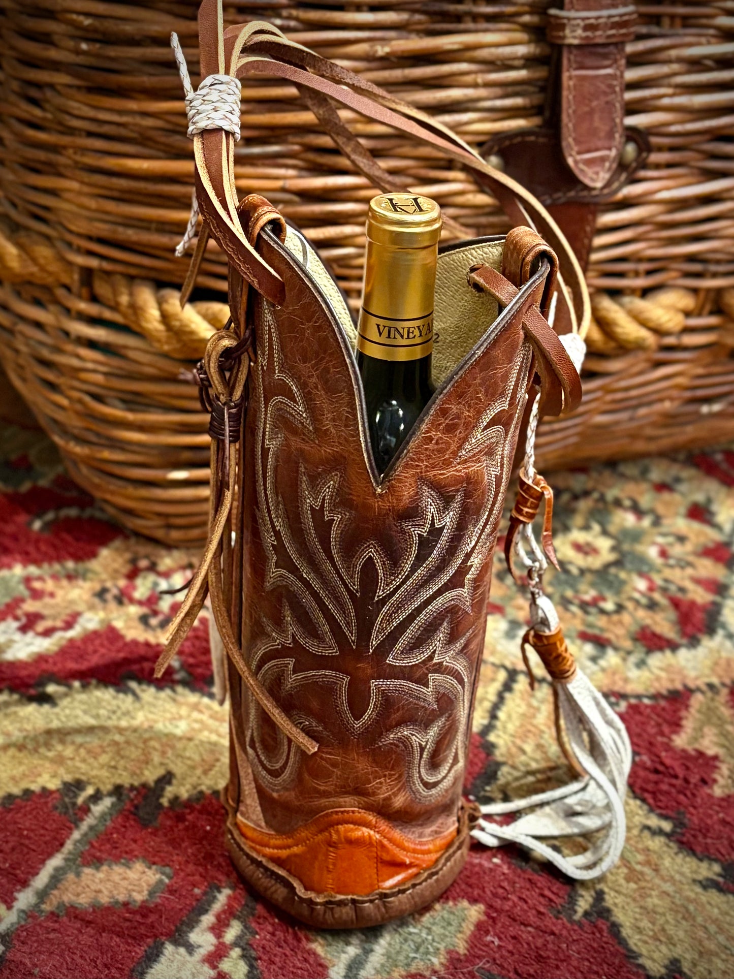 Cowboy Boot Wine Tote- Trulli Leathers