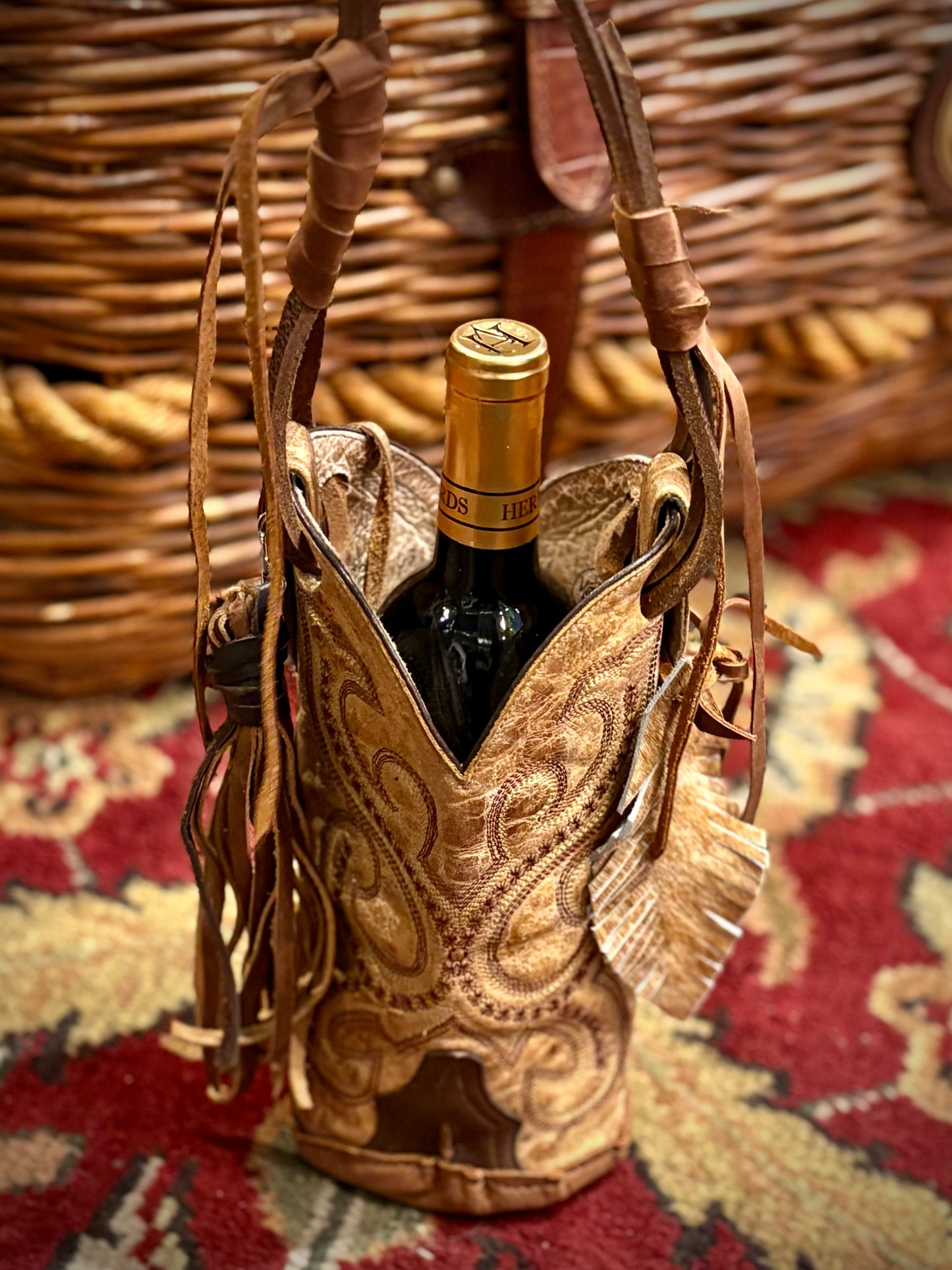 Cowboy Boot Wine Tote- Trulli Leathers