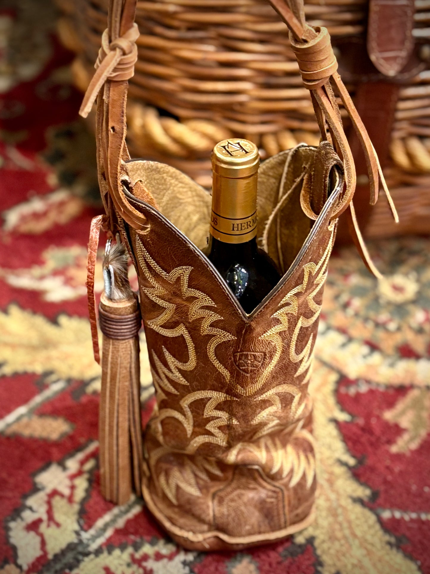 Cowboy Boot Wine Tote- Trulli Leathers