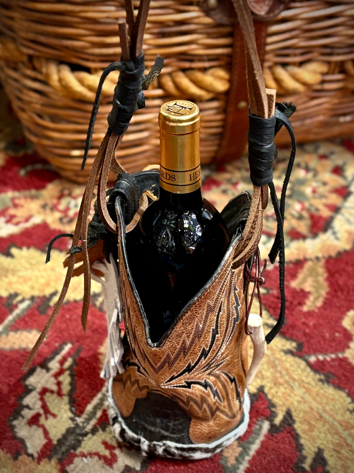 Cowboy Boot Wine Tote- Trulli Leathers