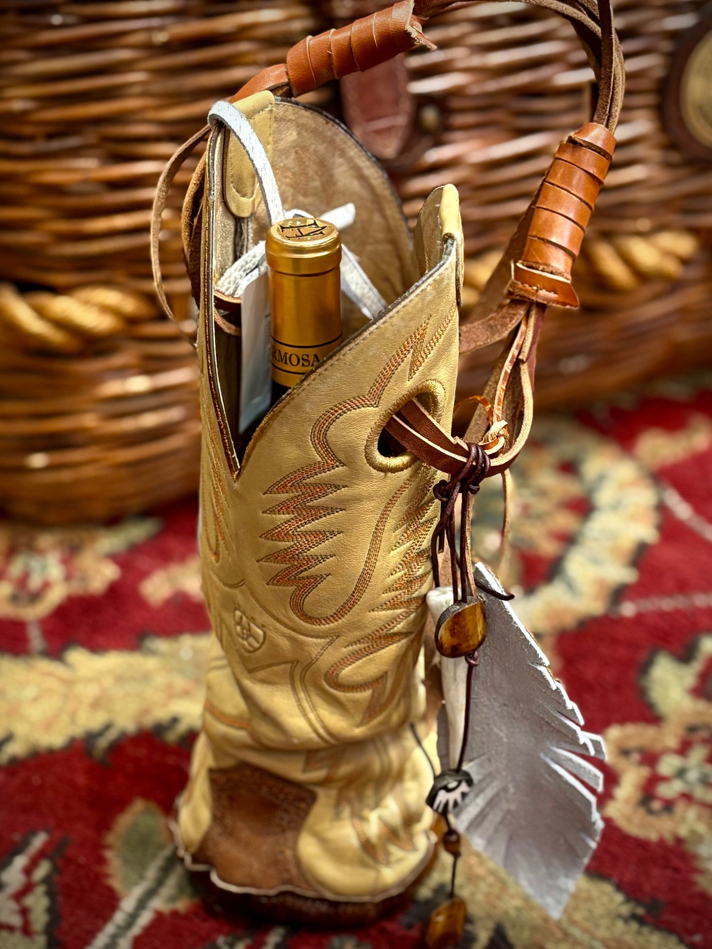 Cowboy Boot Wine Tote- Trulli Leathers