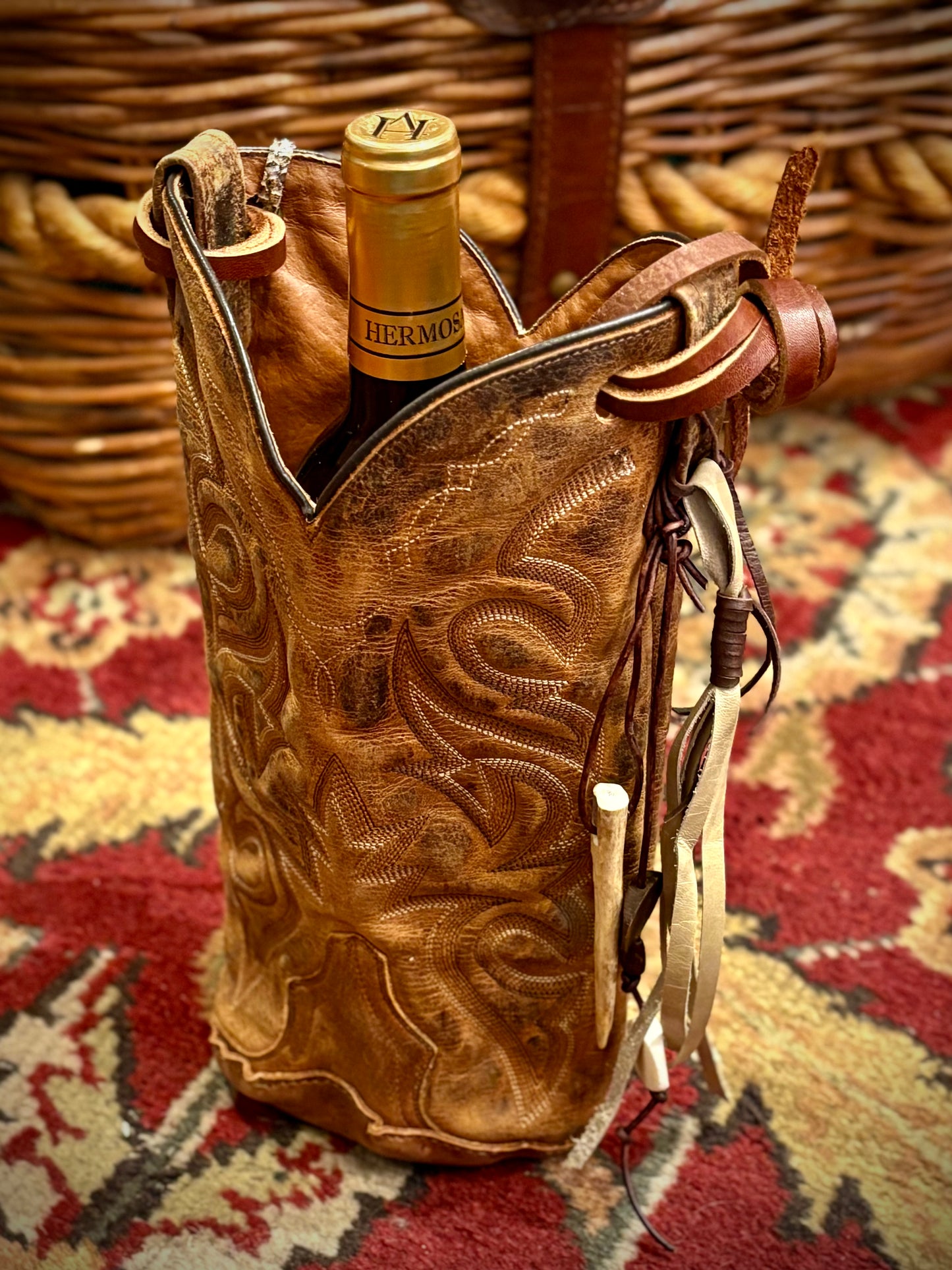 Cowboy Boot Wine Tote- Trulli Leathers