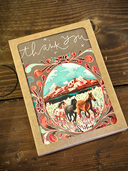 Wild Horse and Mountain Thank You Card Set