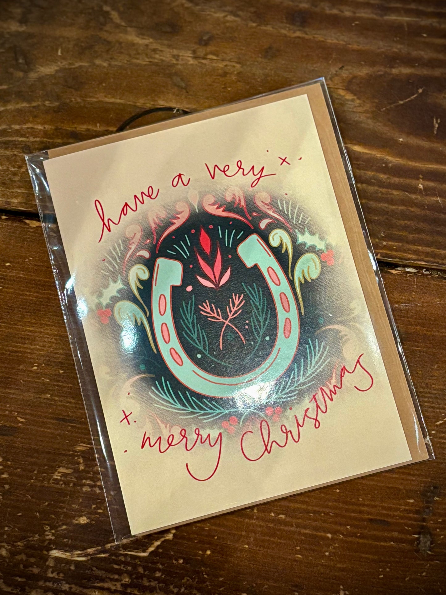 Merry Christmas Horseshoe Card