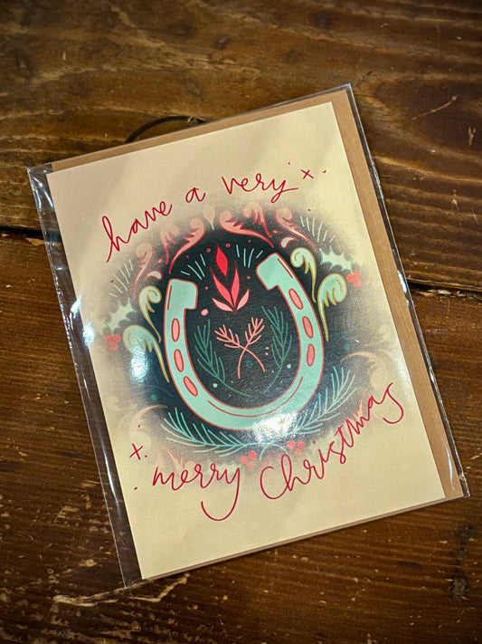 Merry Christmas Horseshoe Card