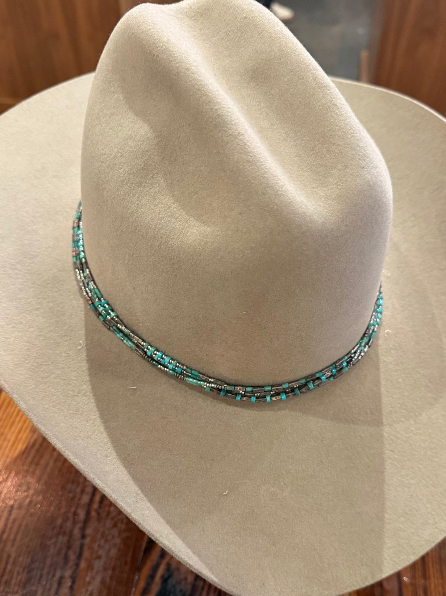 Multi Strand Turquoise Sterling Bead Hat Band
