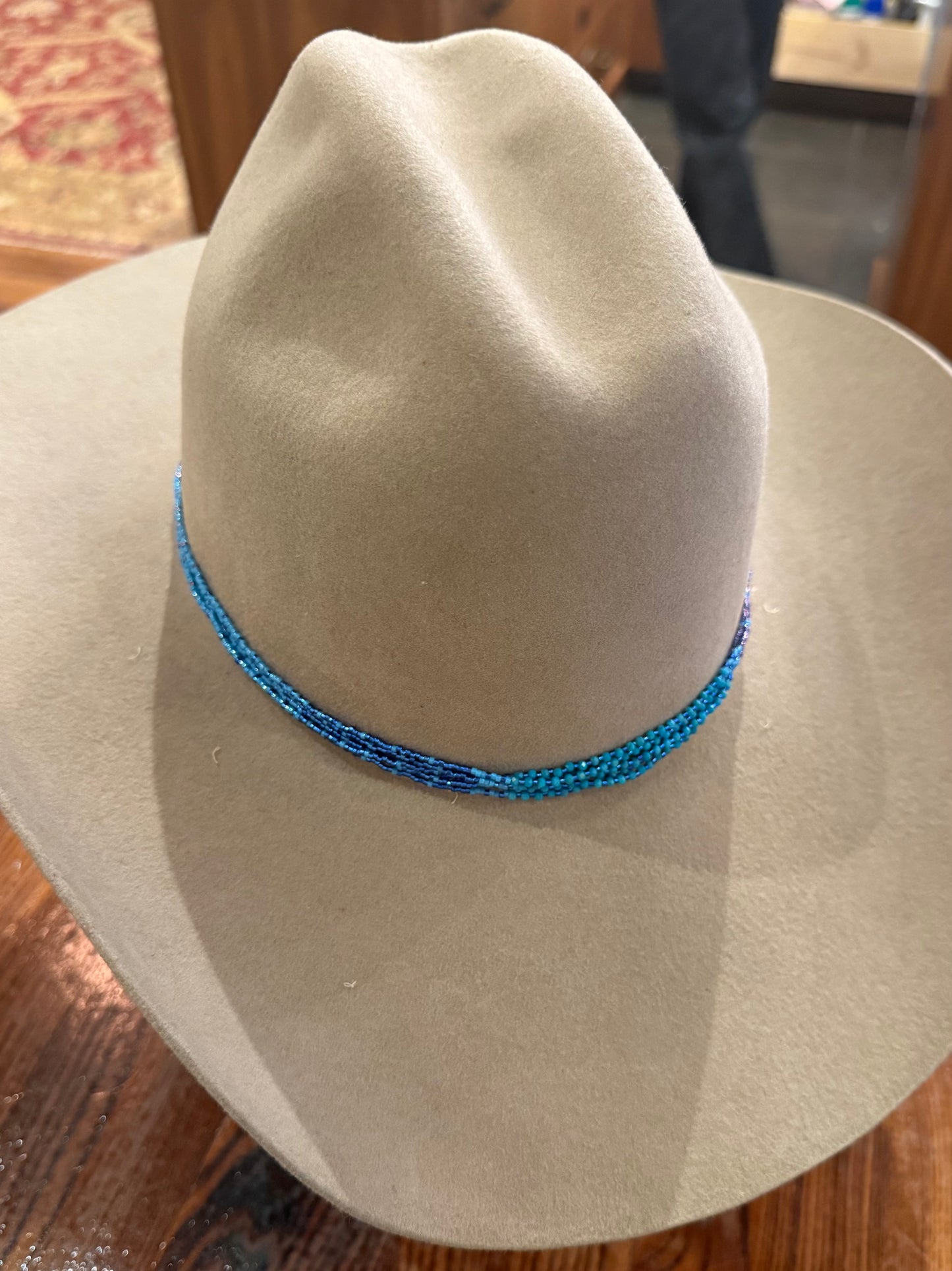 Multi Strand Seed Bead Blue Hat Band