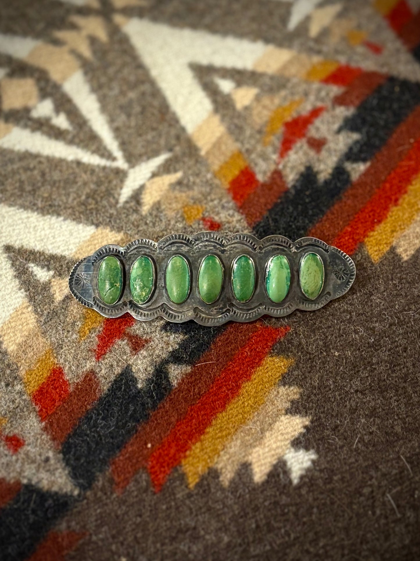 Green Turquoise Row Brooch/ Pin