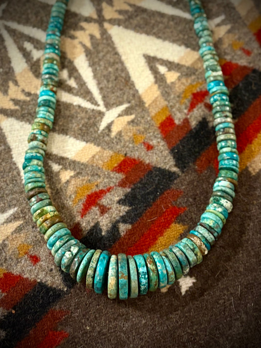 Vintage Turquoise Heishi Disc Necklace
