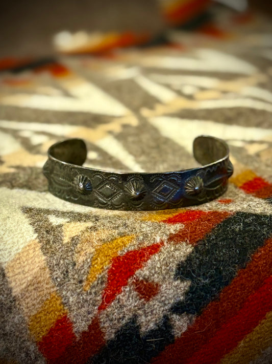 Dark Sterling Hand Stamped Cuff