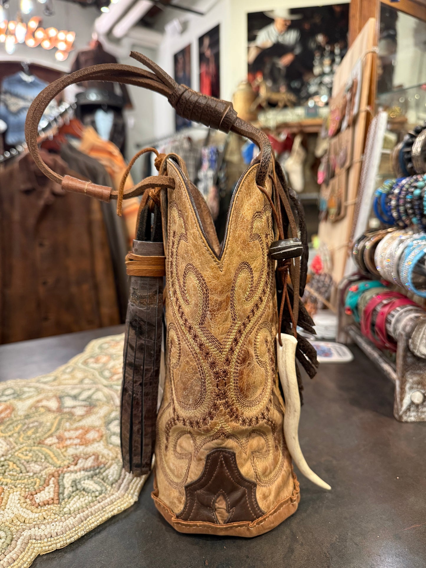 Cowboy Boot Wine Tote- Trulli Leathers