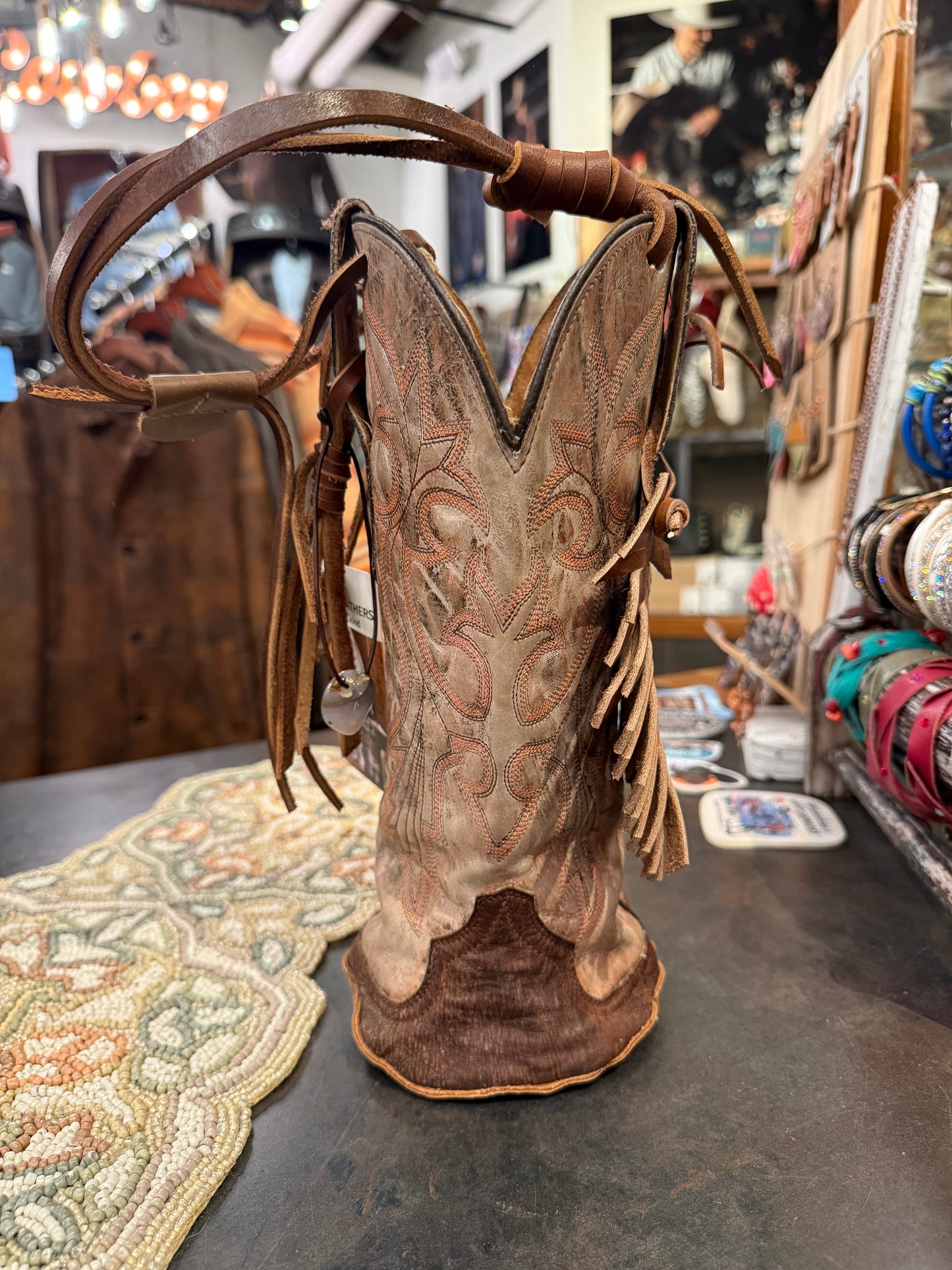 Cowboy Boot Wine Tote- Trulli Leathers