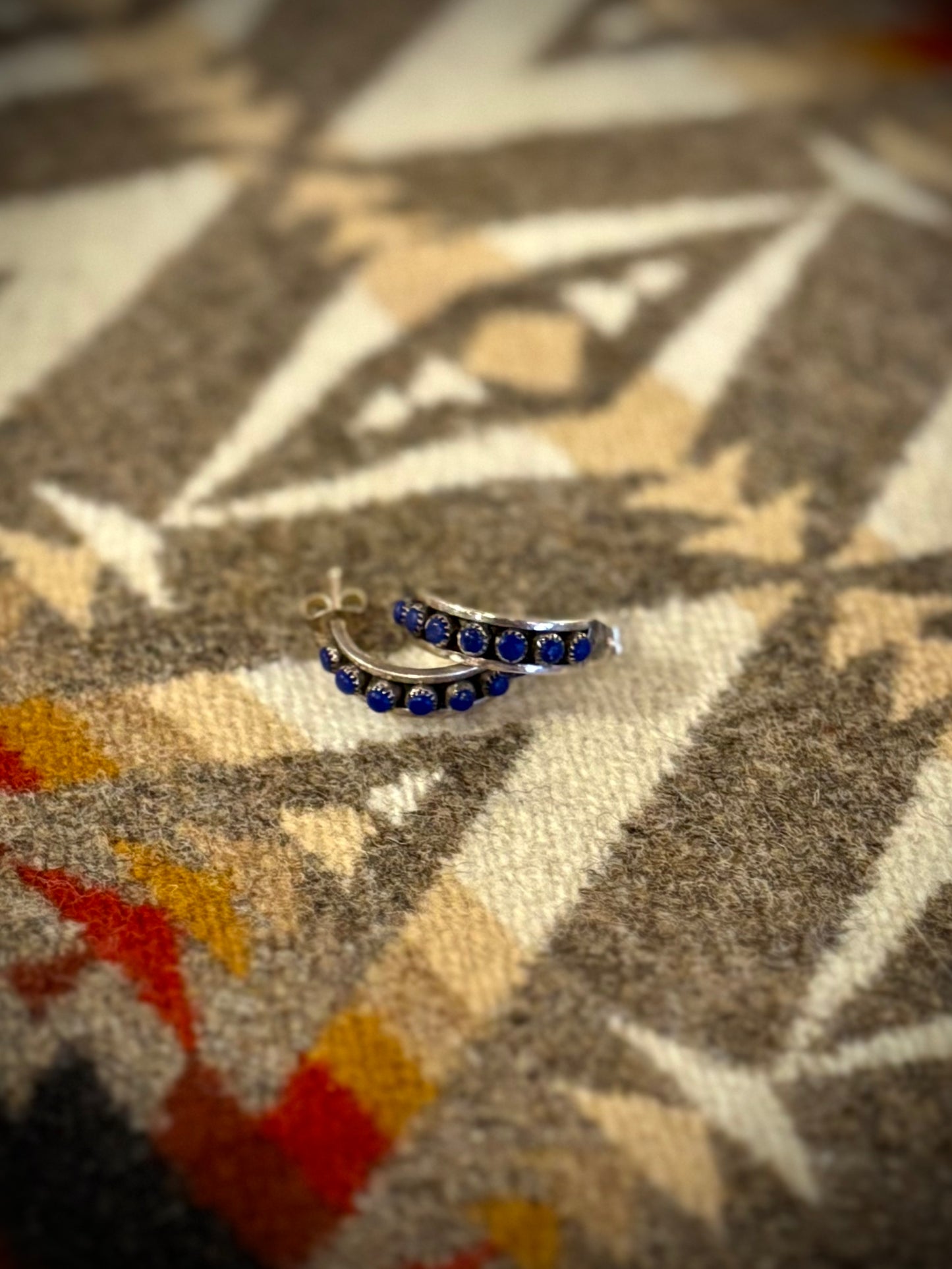 Lapis Half Hoop Earrings