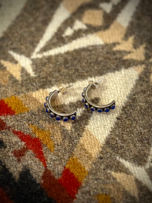 Lapis Half Hoop Earrings
