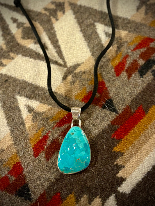 Turquoise Pendant on Cord Necklace