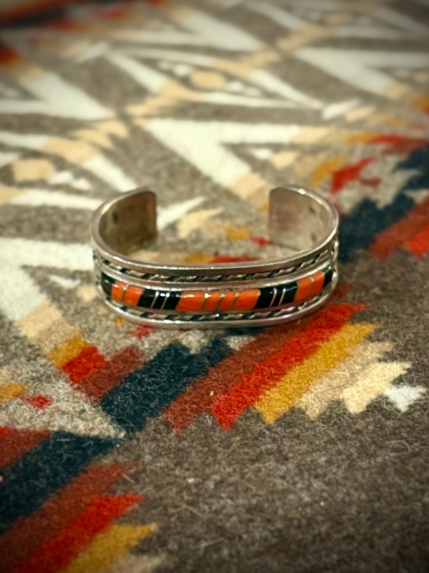 Zuni Inlay Sterling Cuff- Wayne Joise Panteah