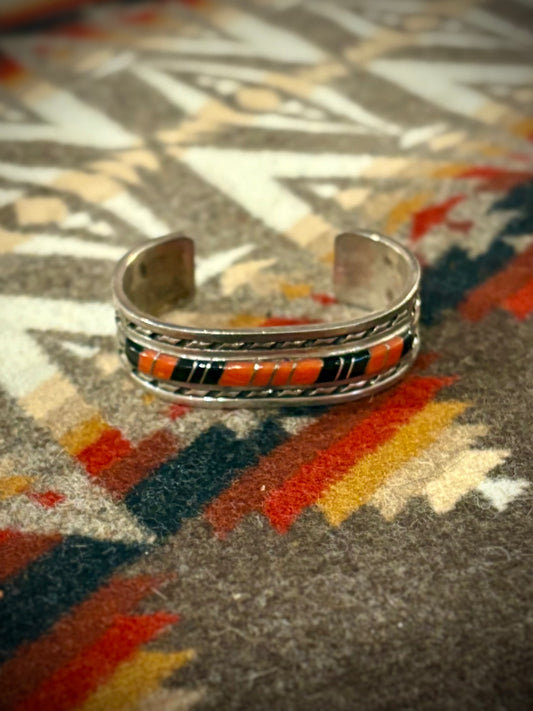 Zuni Inlay Sterling Cuff- Wayne Joise Panteah