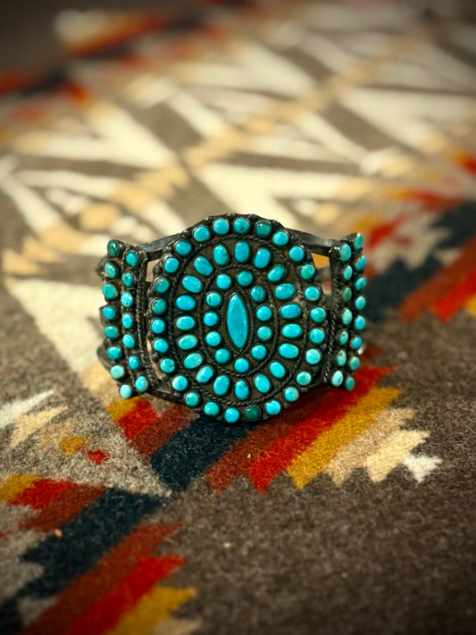 Vintage Zuni Petit Point Cluster Cuff
