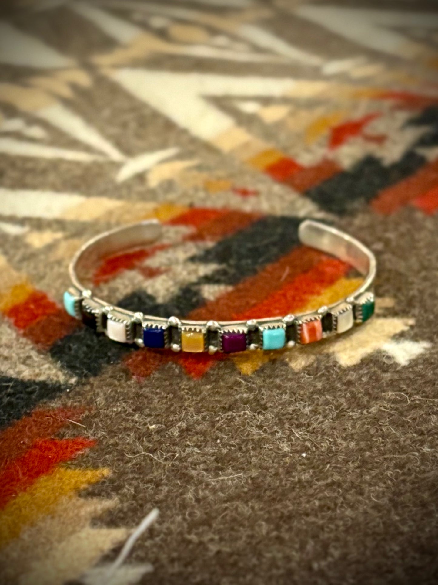 Multi Stone Sterling Cuff