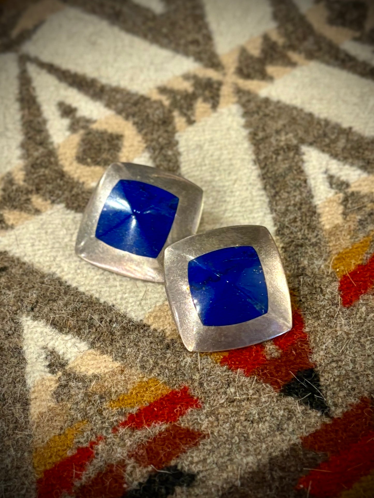 Taxco Mexico Lapis Lazuli Statement Earrings