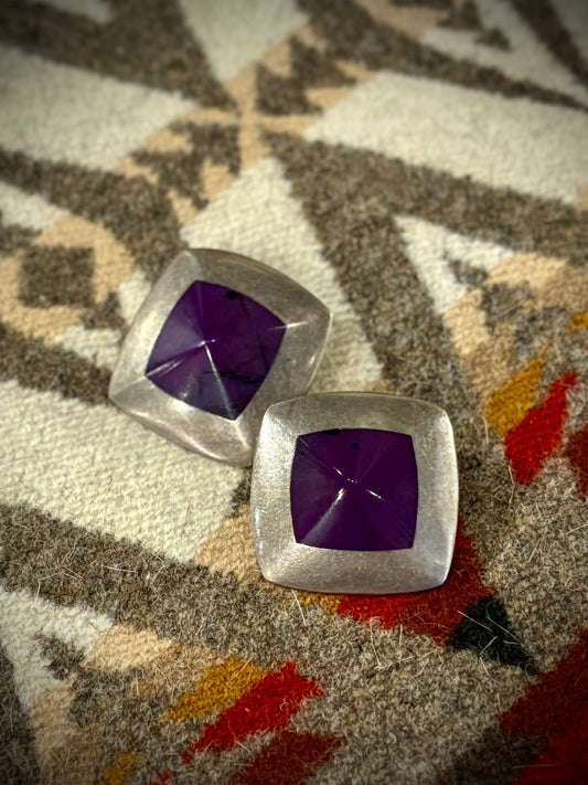 Taxco Mexico Purple Stone Statement Earrings