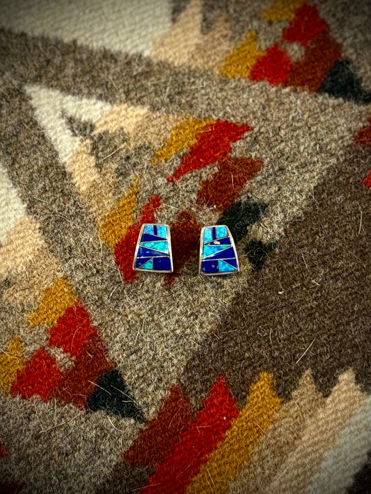 Zuni Inlay Opal Earrings