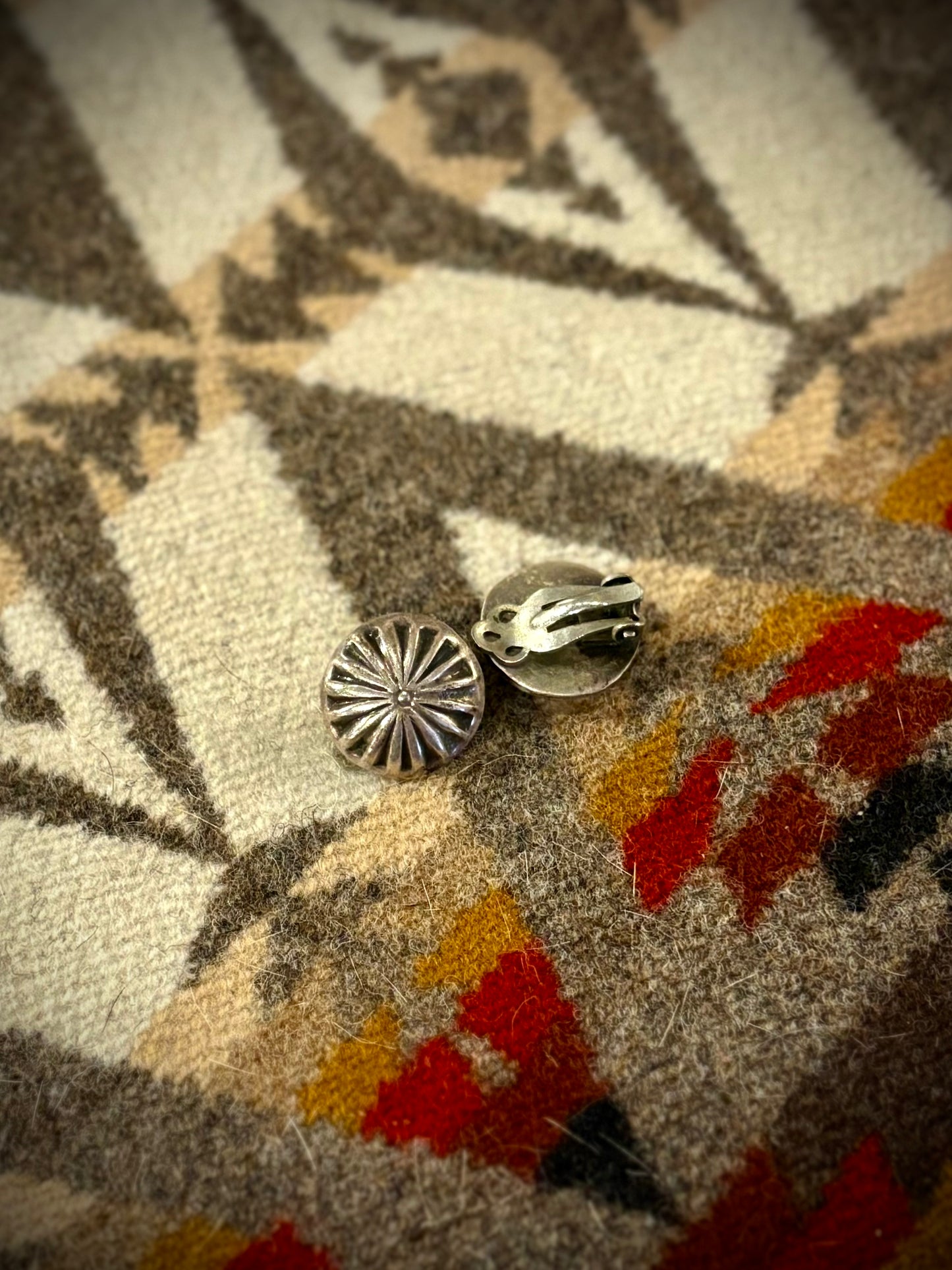 Button Concho Clip On Earrings