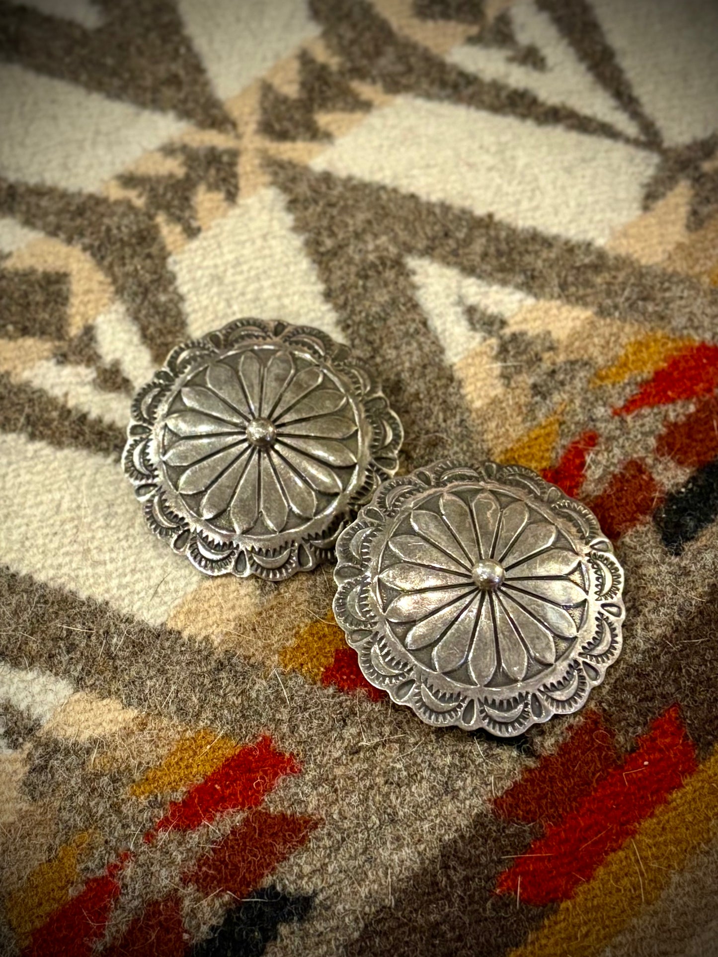 Large Sterling Concho Earrings