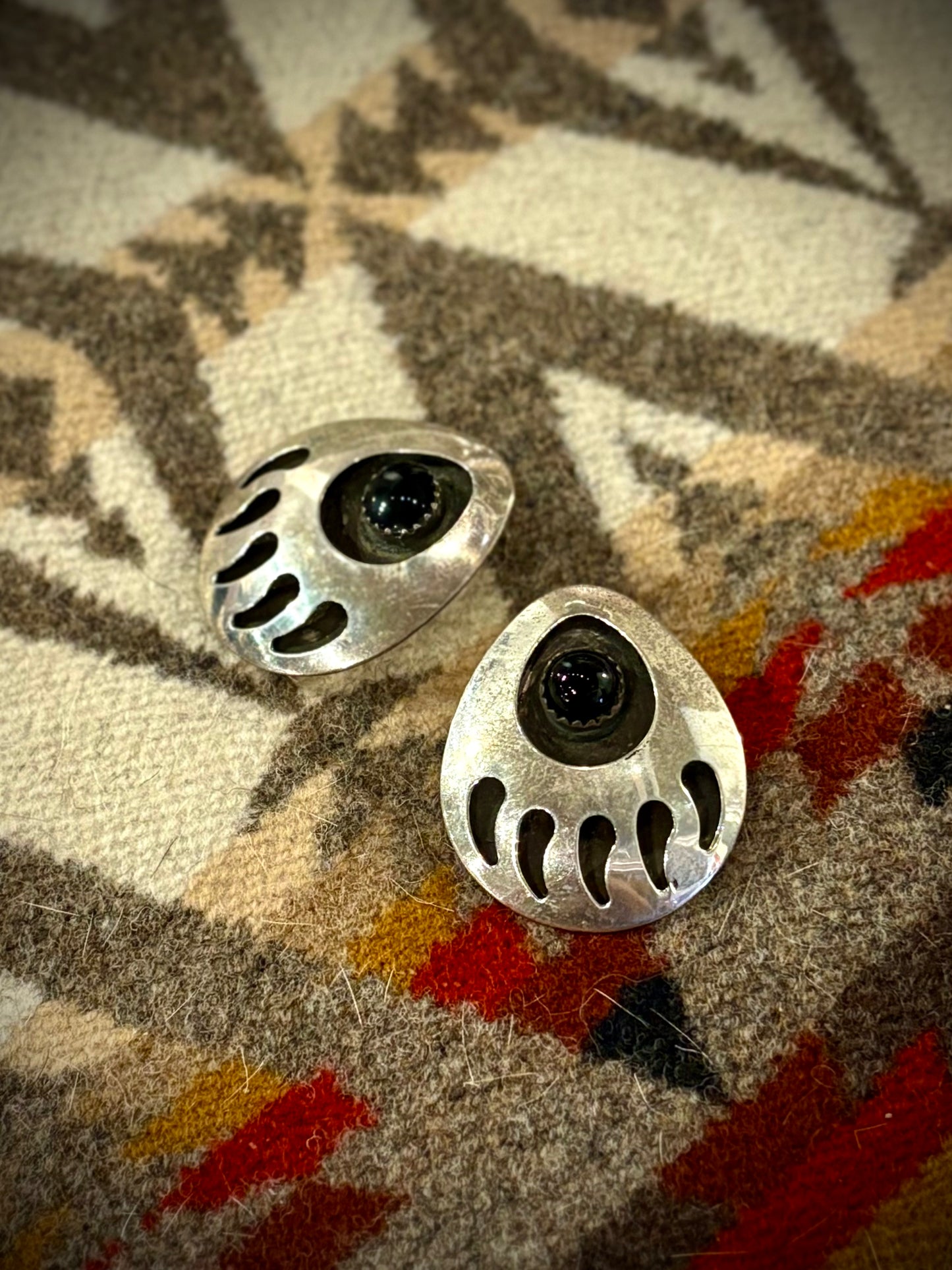 Onyx Bear Paw Earrings