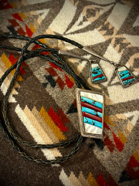 Unique Turquoise and Mother of Pearl Bolo Tie- Harry Bert