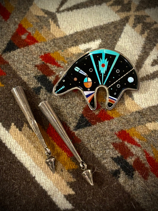 Zuni Inlay Bear Bolo Tie- Ervin Tsosie