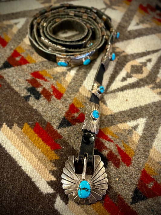 Dainty Sterling Silver and Turquoise Concho Belt