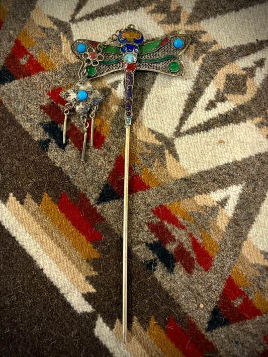 Antique Dragonfly Chinese Hair / Hat Pin