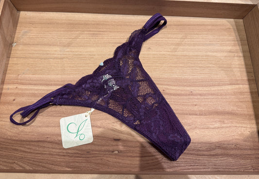 Fortuna Adjustable String Thong - Plum Purple