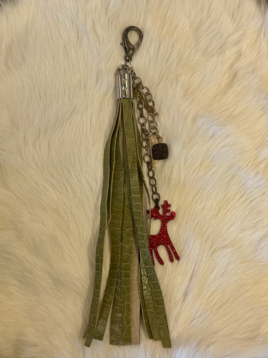 CuCu Tassel Keychain- Christmas Reindeer