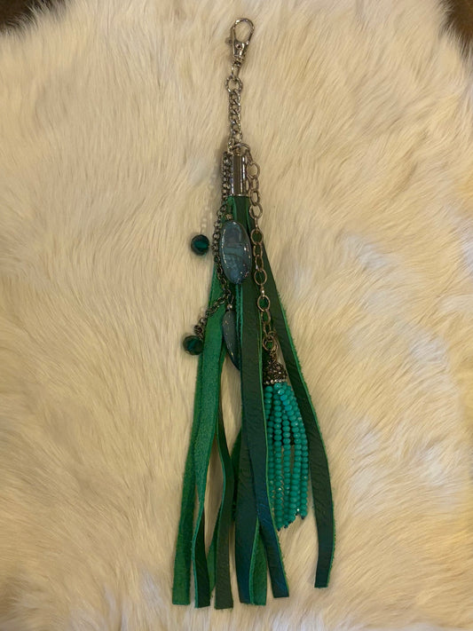 CuCu Tassel Keychain- Teal and Turquoise