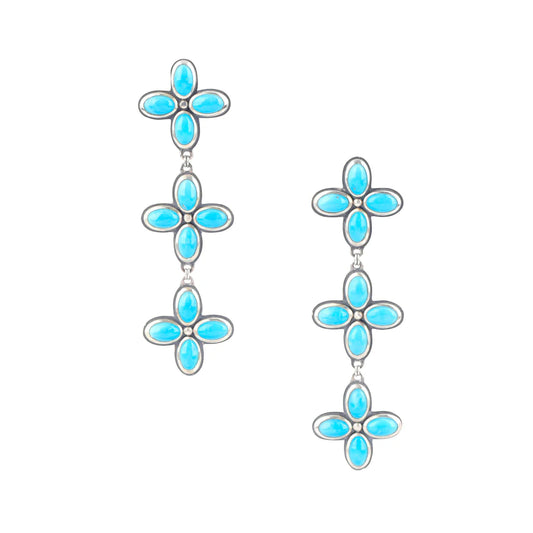 Dennis Hogan Triple Flower Earrings - Blue Turquoise