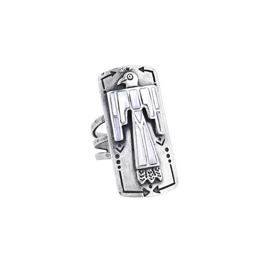 Nomad Rising Bird Shield Ring - Mother of Pearl