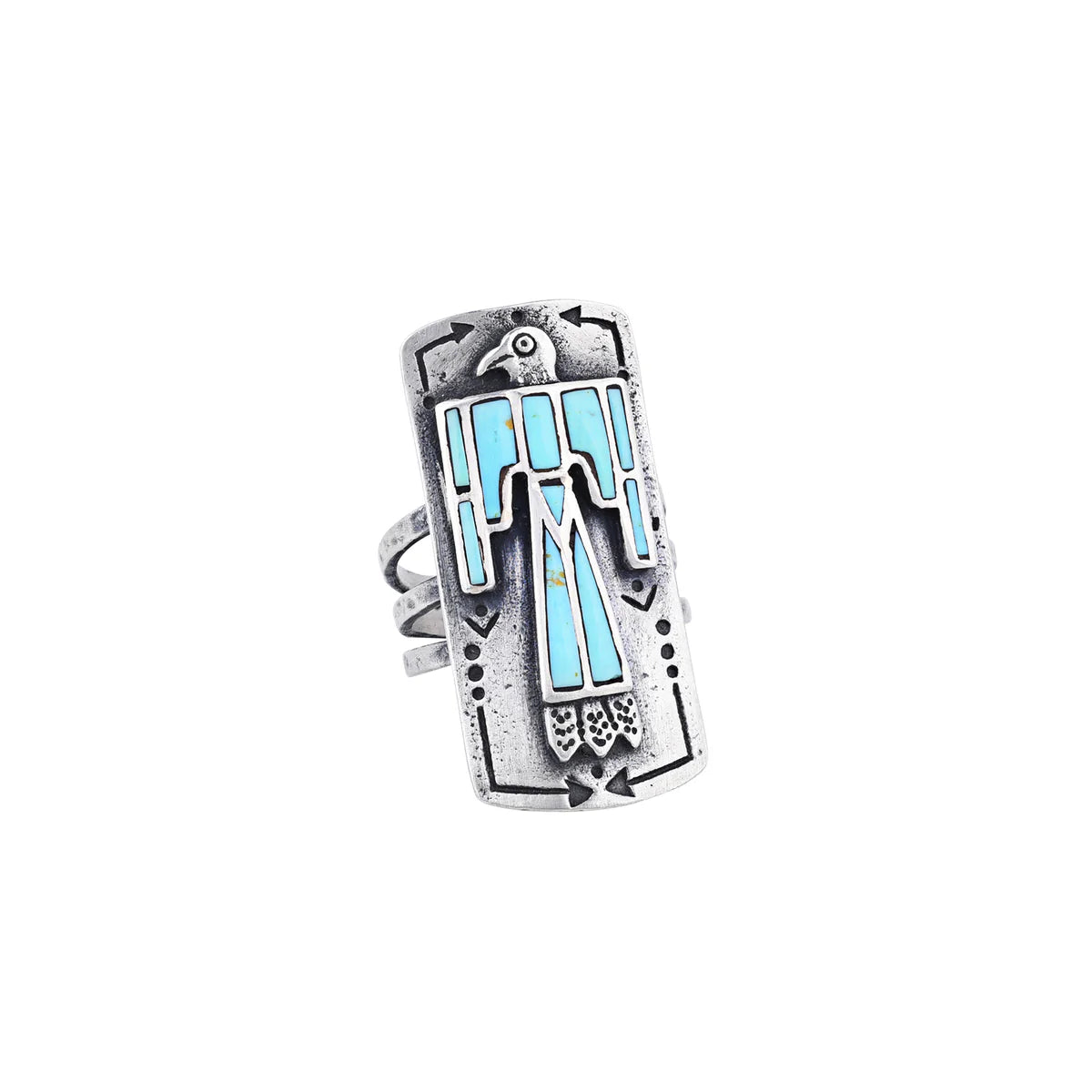 Nomad Rising Bird Shield Ring - Green Turquoise