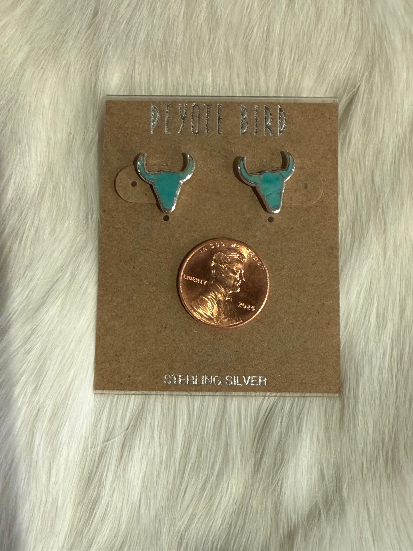 Longhorn Blue Turquoise Stud Earrings