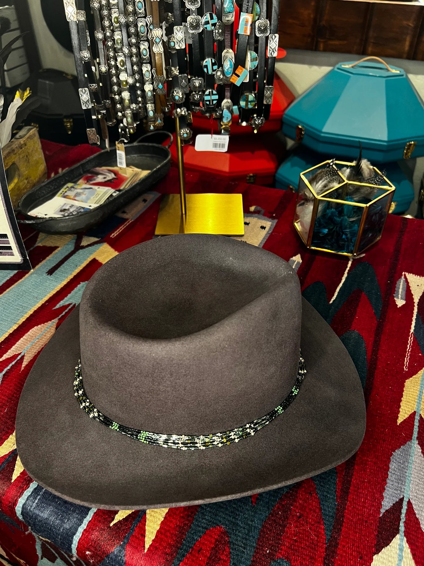 Green Glitz Beaded Hat Band