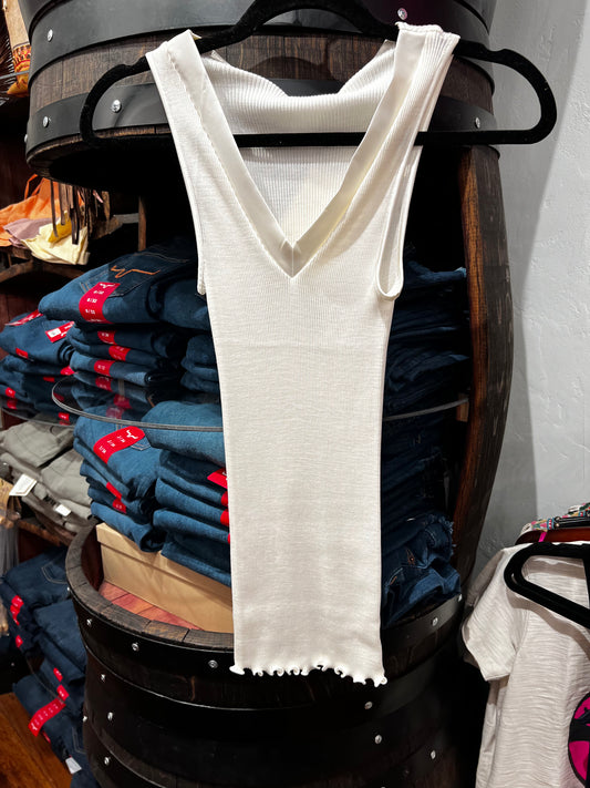 Oscalito - Elegance V-Neck Tank Top - Ivory
