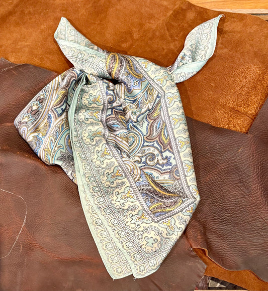 Silk Wild Rag - Teal Paisley